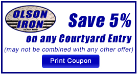 Coupon:  Save 5% on any Custom Wrought Iron Courtyard Entry. Iron gates, Iron gates Las Vegas, Security gates, Security screens, Security doors, Courtyard gates, Iron fence, Metal gates, Side yard gates, Rv gates, Double gates, Single gates, Driveway gates, Electric gates, Wrought iron gates, Iron works, Stair railing, Iron railings